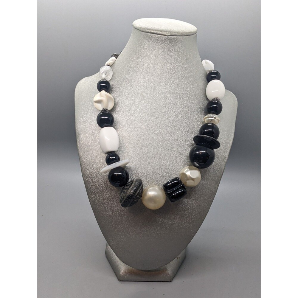 Teresa Goodall Chunky Neutral Tones Modern Urban Chic Beaded Statement Necklace